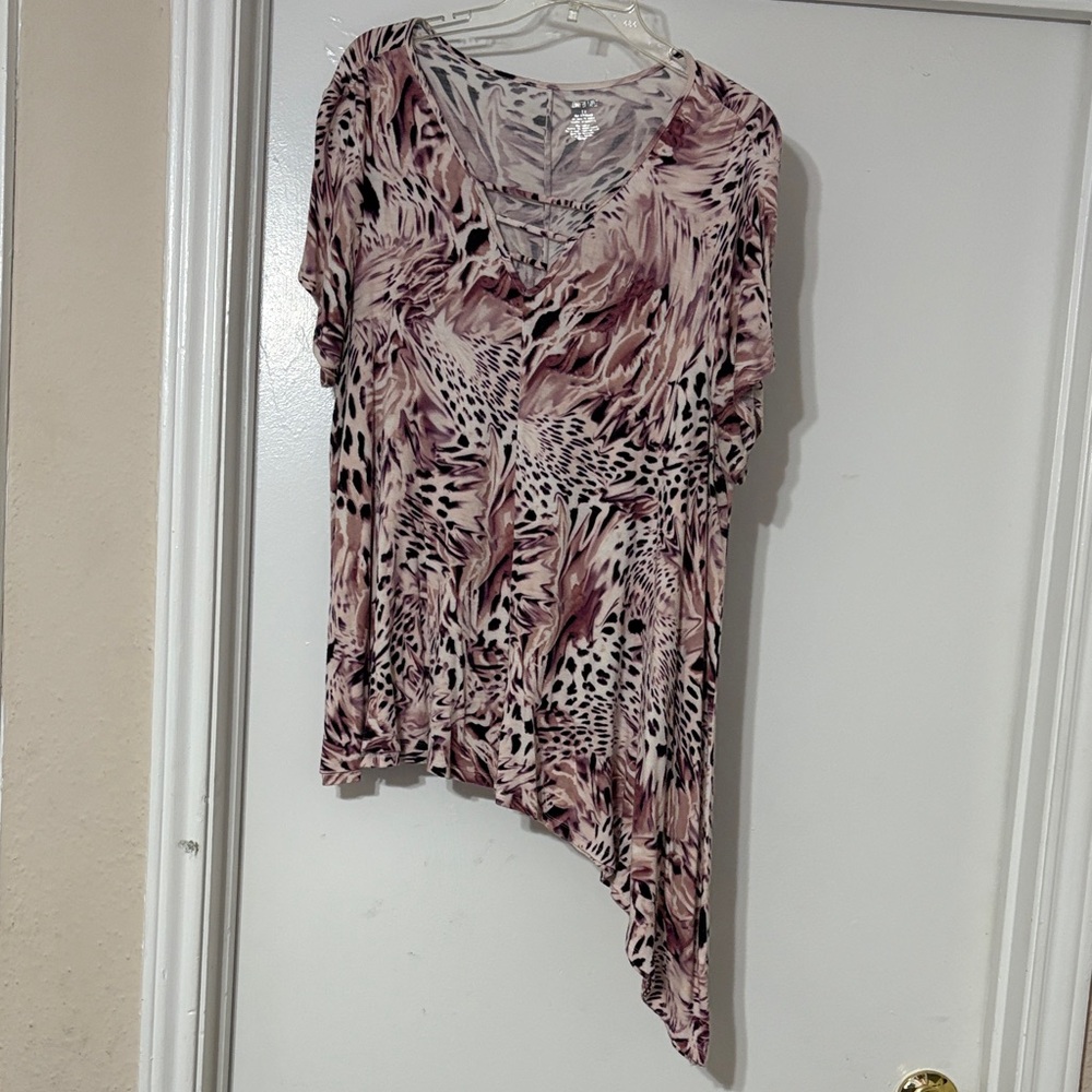 Jennifer Lopez Pink Animal Print Asymmetrical Tunic